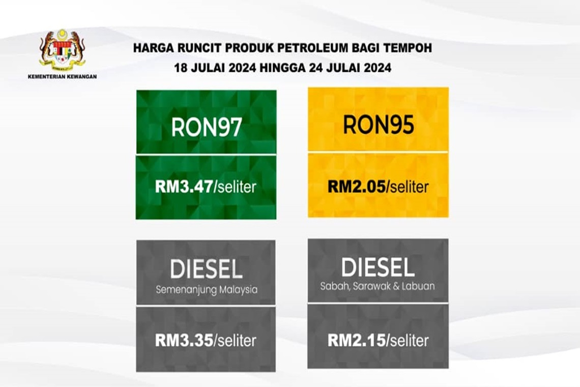 Harga Runcit Produk Petroleum Bagi Tempoh 18 Julai 2024 hingga 24 Julai 2024
